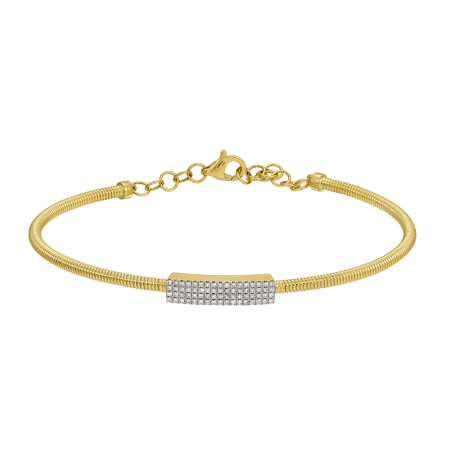 14k Yellow Gold Skinny Omega Chain Diamond Bar Bracelet