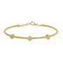 14k Yellow Gold Skinny Omega Chain Diamond Flower Bracelet