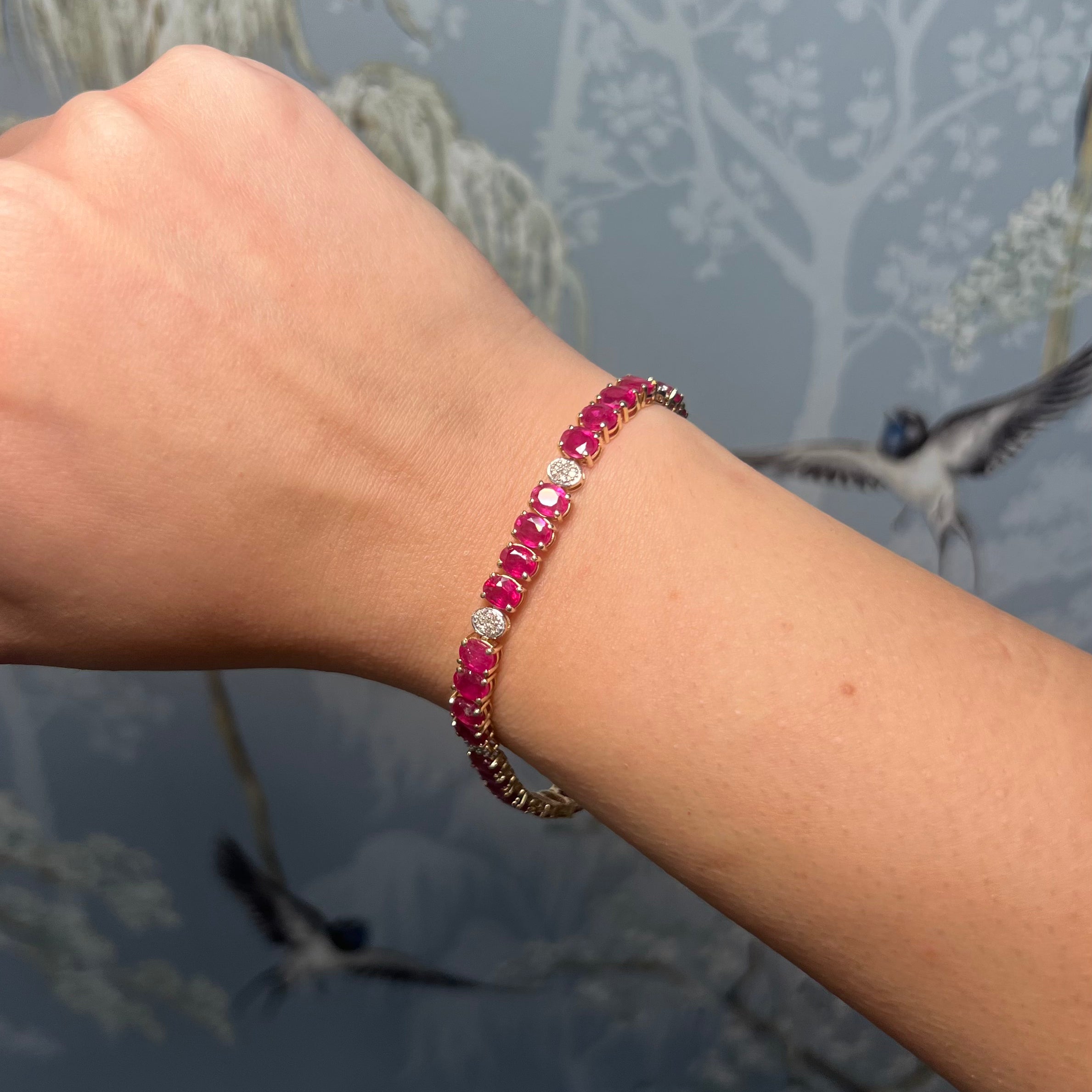 14k Gold and 10.26ct Ruby Tennis Bracelet