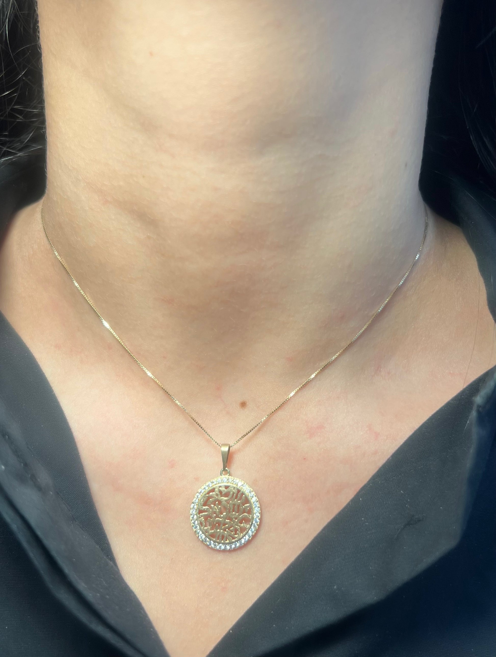 14k Yellow Gold and Diamond Shema Yisrael Charm