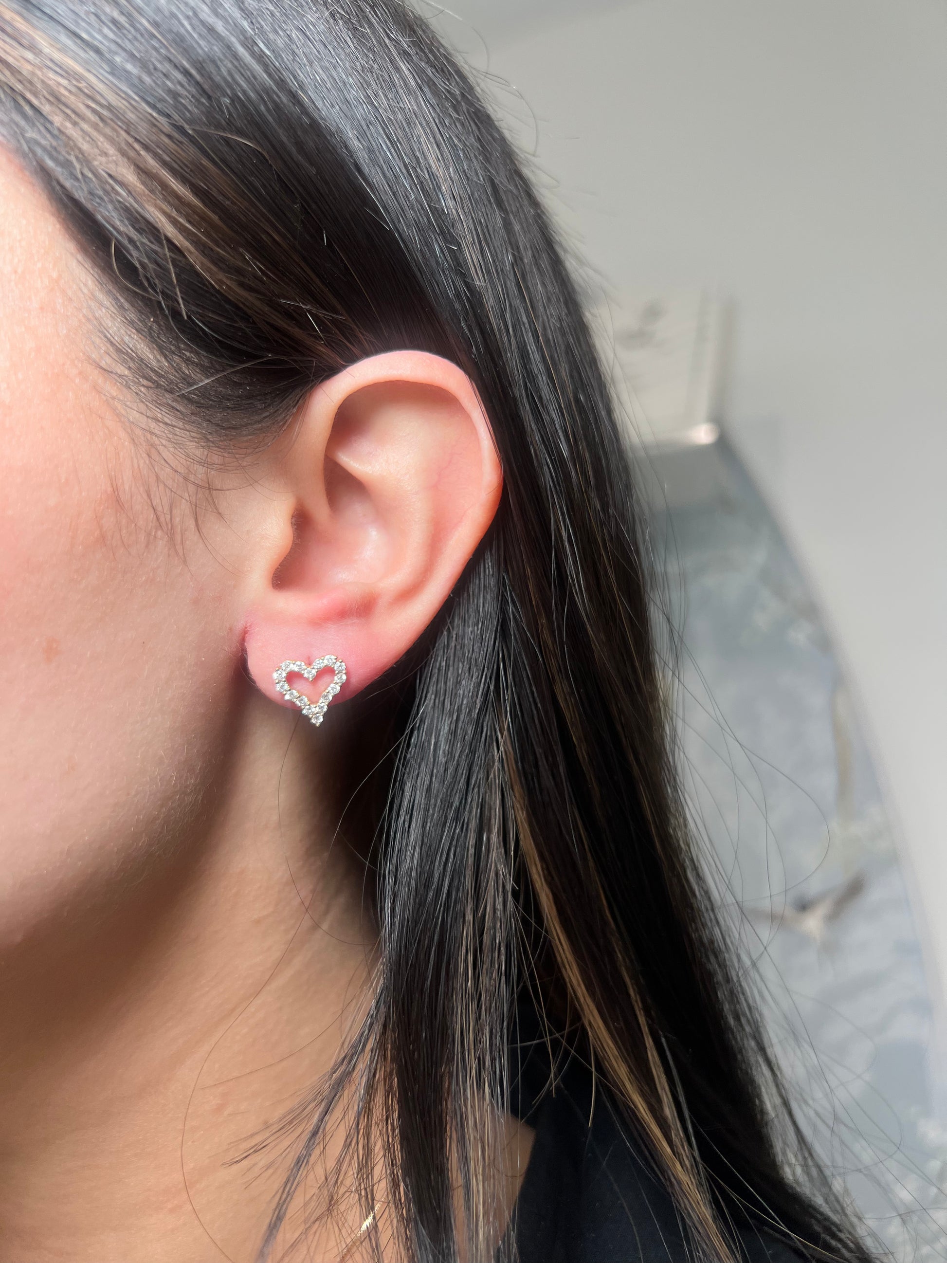 Open Heart Diamond Stud
