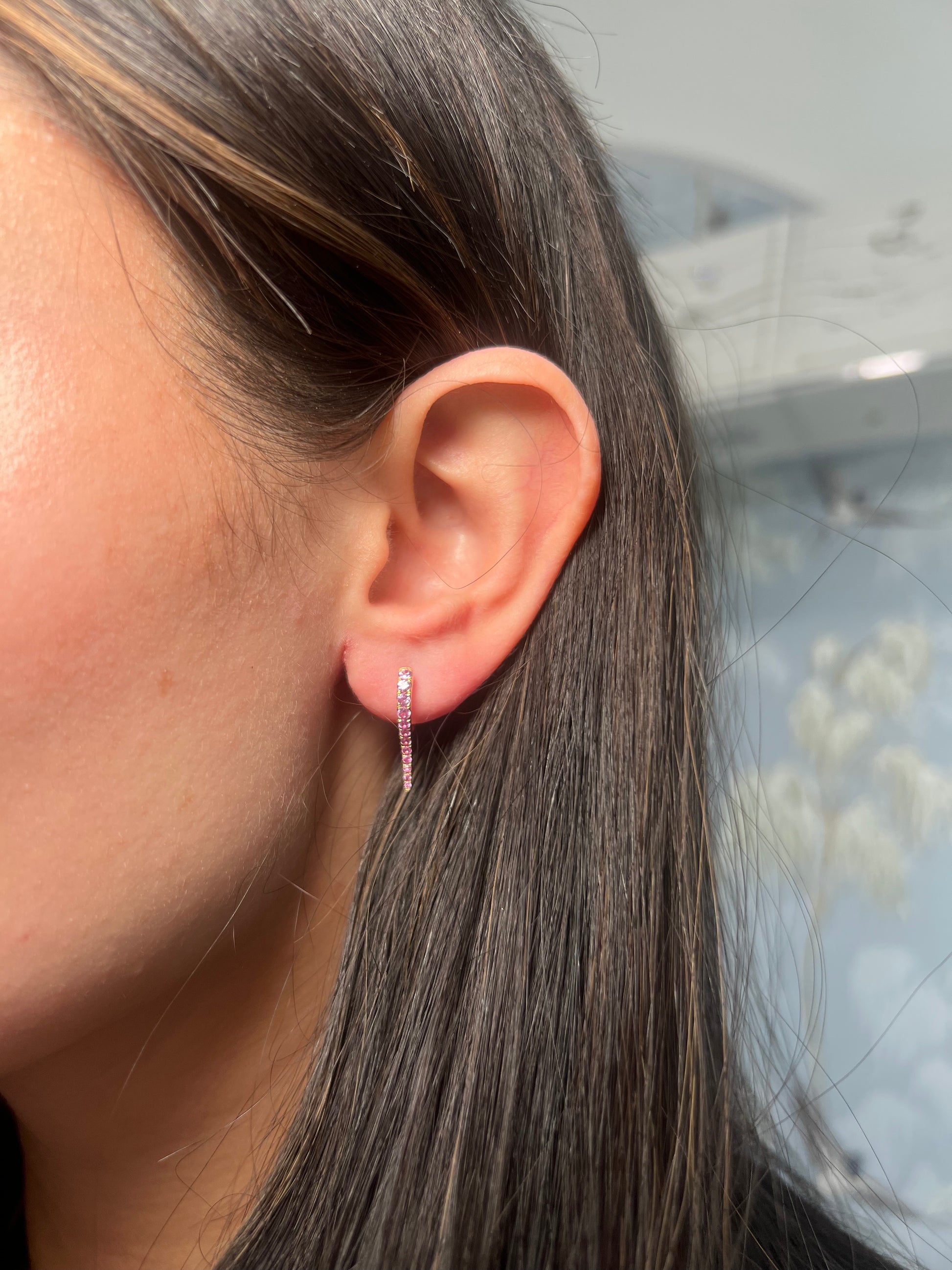 14k Yellow Gold Spike Huggie Earrings / Small sold as single