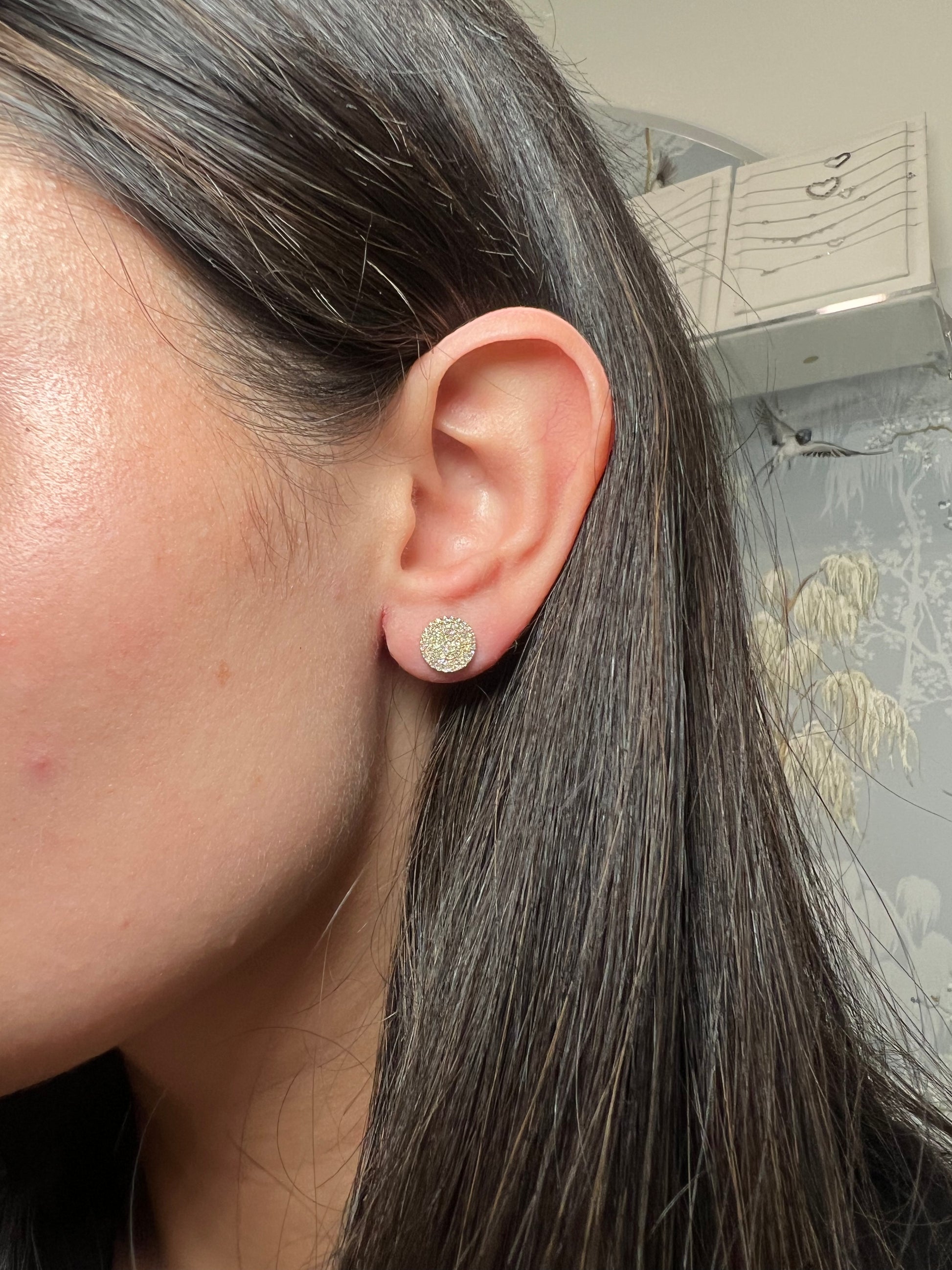14k Gold Circle Diamond Stud Earrings