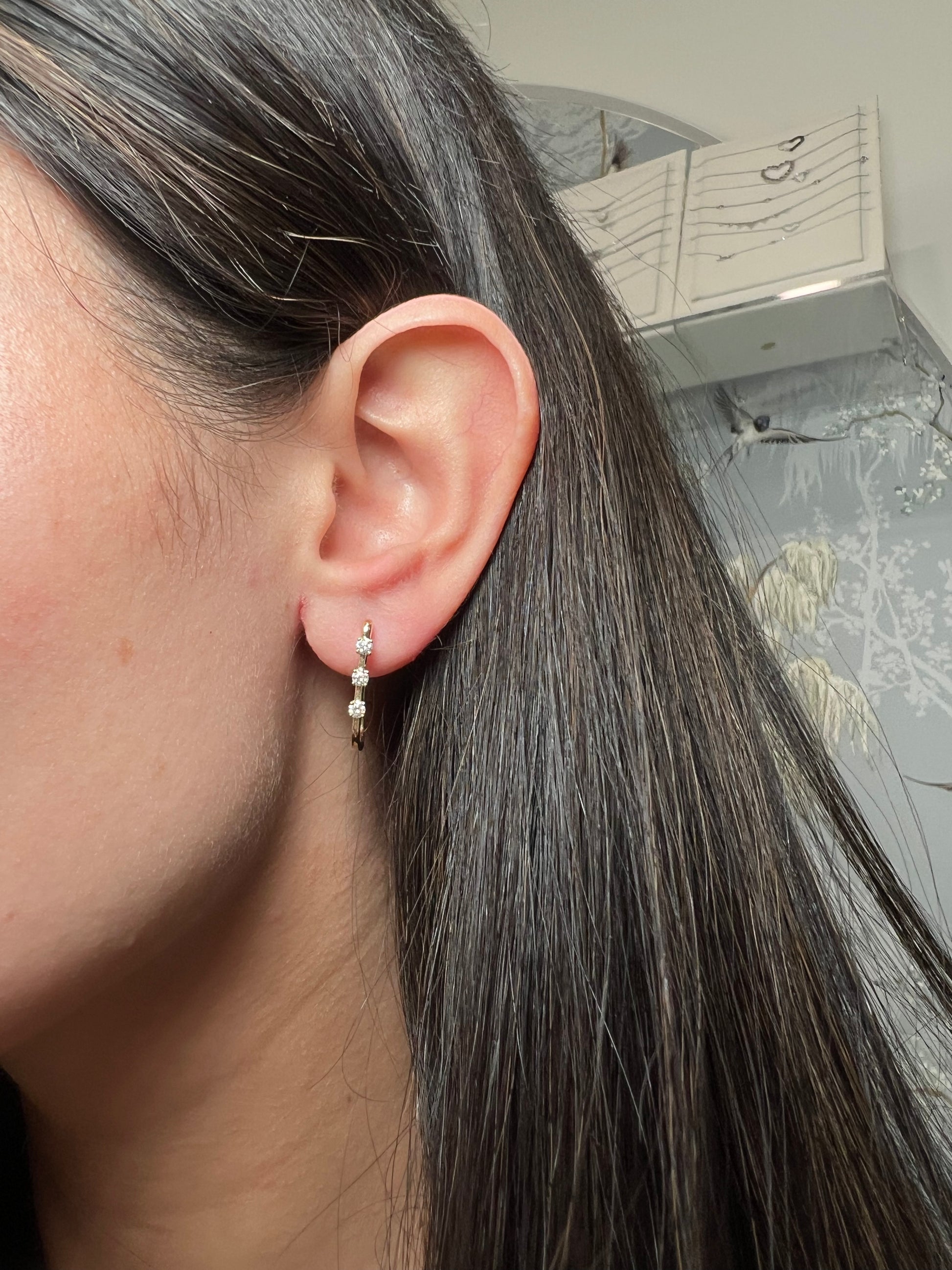 14k Yellow Gold Rectangle Hoop Earring