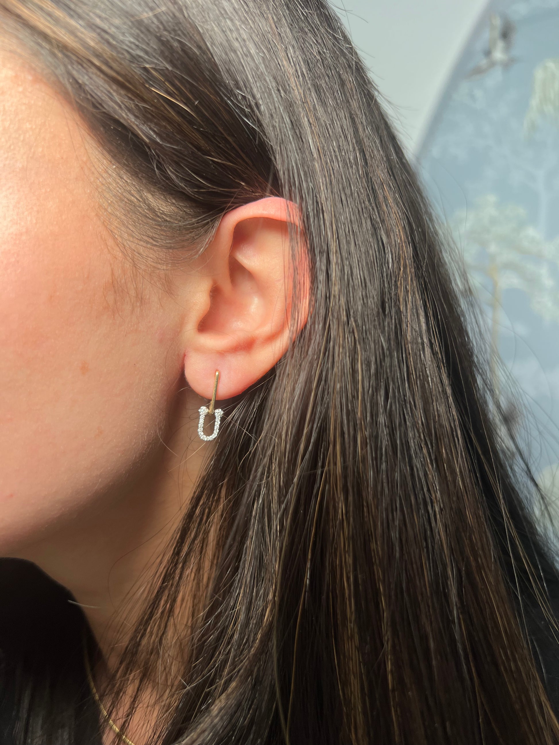 14k Yellow and Diamond Tiff and Link Drop Earrings