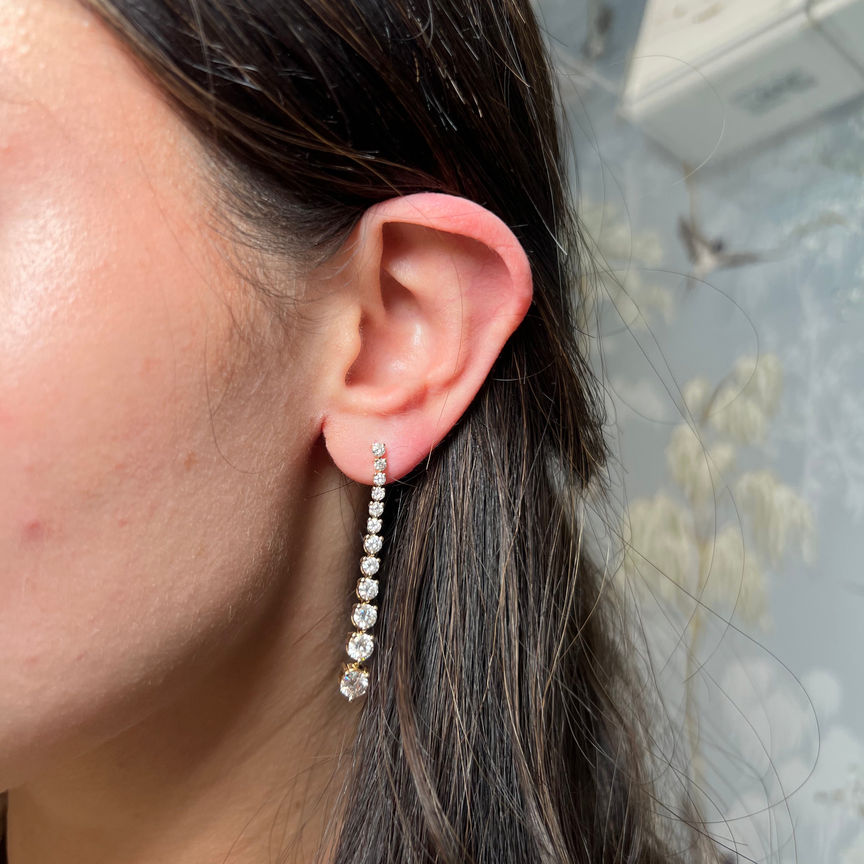 14k Yellow Gold Lab Diamond Drop Earrings