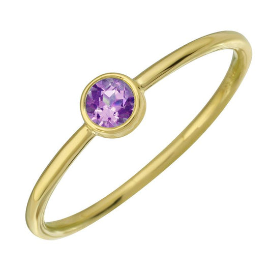 14k Yellow Gold Amethyst Ring - Birthstone (feb)