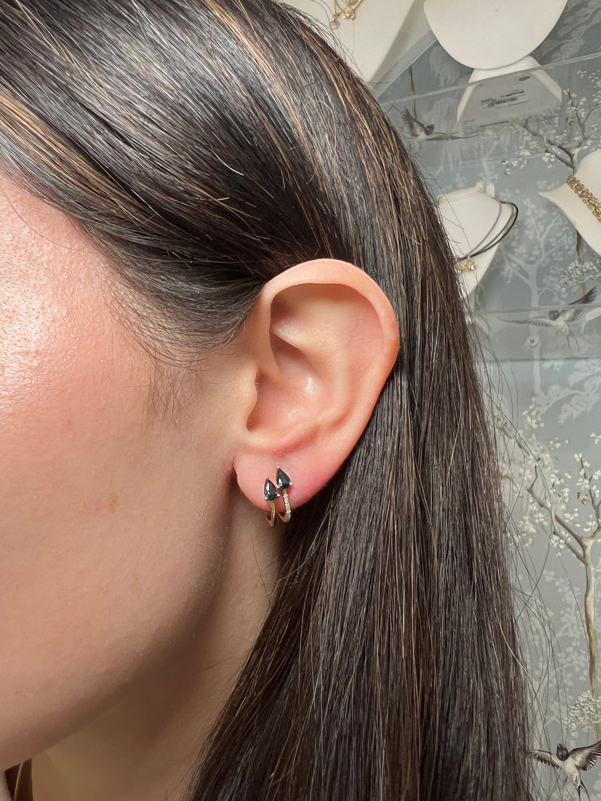 Sapphire and diamond cage earrrings