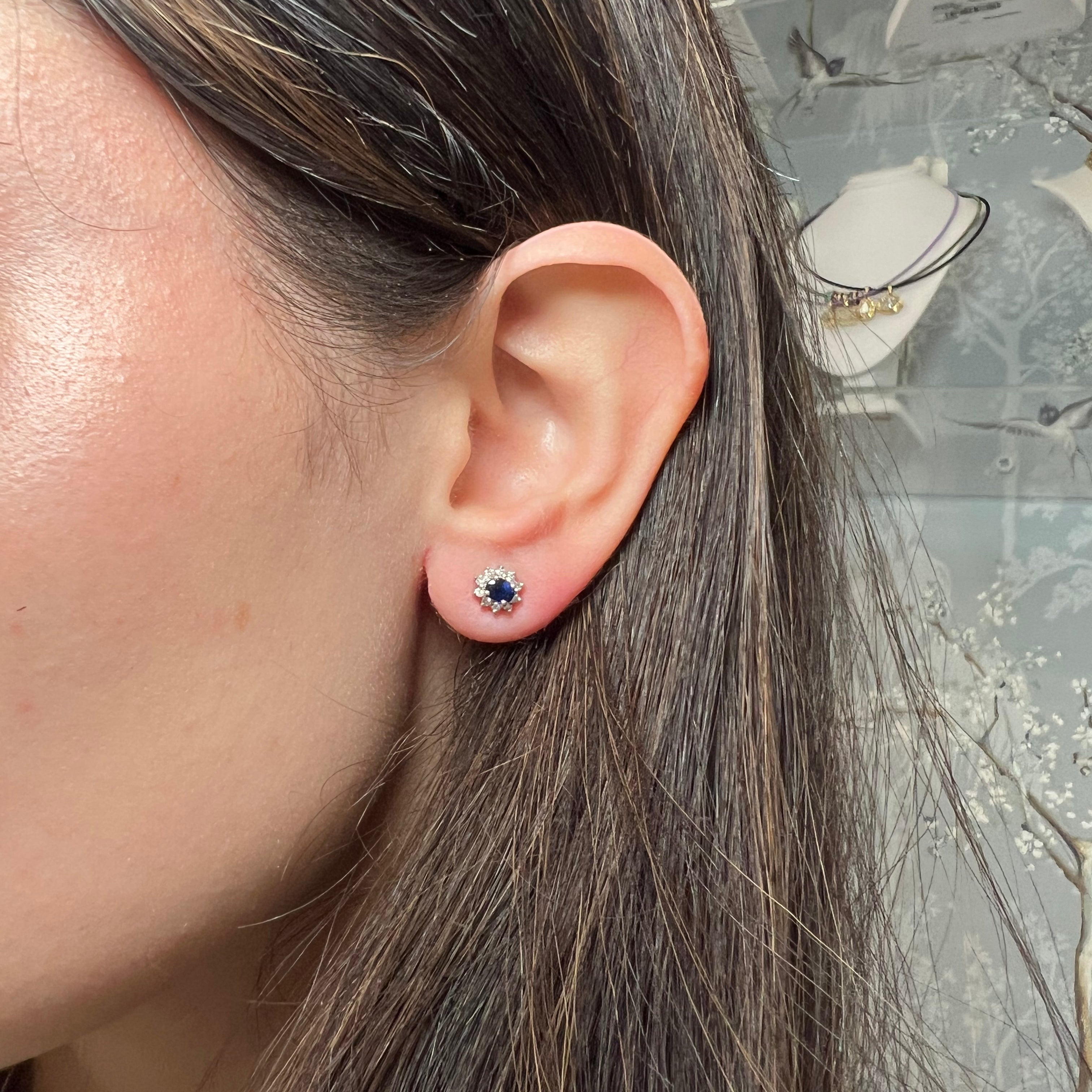 White Gold Oval Prong Sapphire Earrings