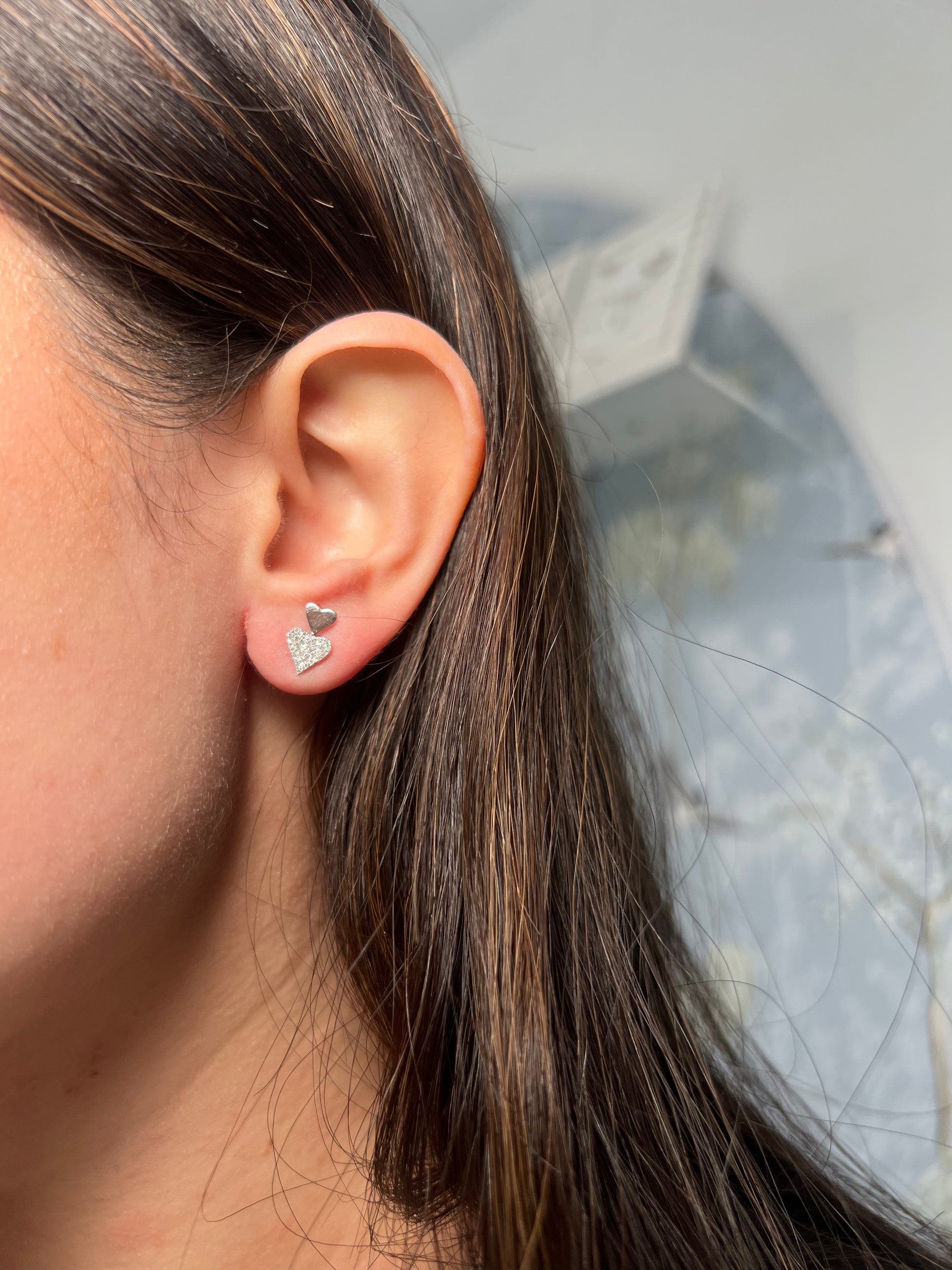 14k Gold Diamond Celia Heart Studs