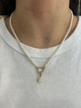 Pearl Necklace with Diamond Open Clasp