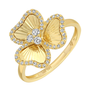 14k Yellow Gold Lines Fluted Flower Diamond Ring