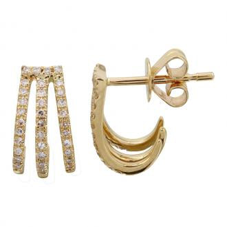 14k Yellow Gold Diamond Caged Lobe Stud Earrings