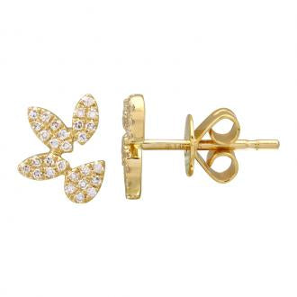 14k Yellow Gold Diamond Pear Stud Earrings