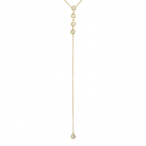 14k Yellow Gold Diamond Bezel Lariat Necklace