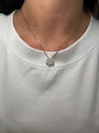 14k Yellow Gold Lab Diamond Flower Paperclip Necklace