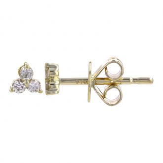 14k Yellow Gold Trio Diamond Stud Earring- Sold As Single