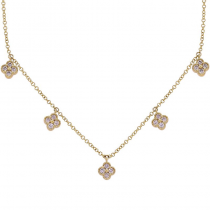 14k Yellow Gold Clover Diamond Necklace