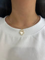 14k Yellow Gold Mother of Pearl Hamsa with Diamond Evil Eye Pendant