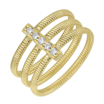 14k Yellow Gold Skinny Omega Chain Diamond Ring