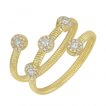 14k Yellow Gold Skinny Omega Chain Diamond Ring