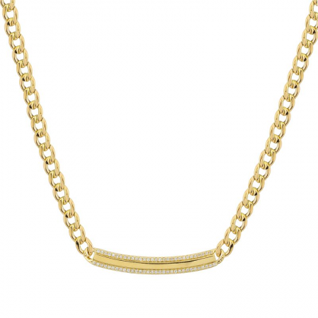 14k Yellow Gold Diamond Cuban Link Chain Necklace