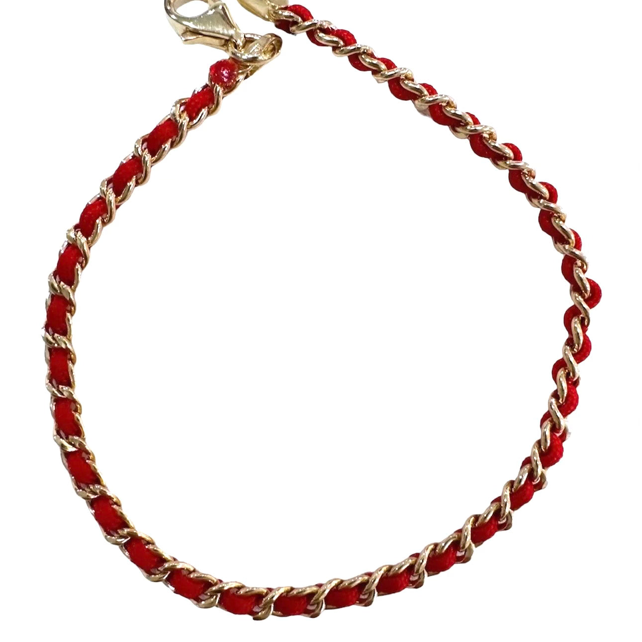14k Yellow Gold Small Red String Bracelet