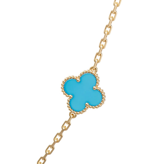 14k Medium Turquoise Clover Bracelet