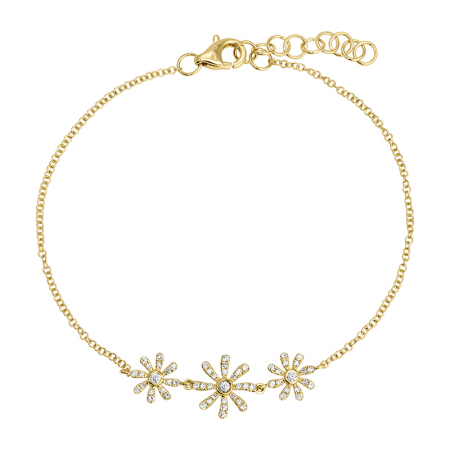 14k Yellow Gold Diamond Flower Bracelet