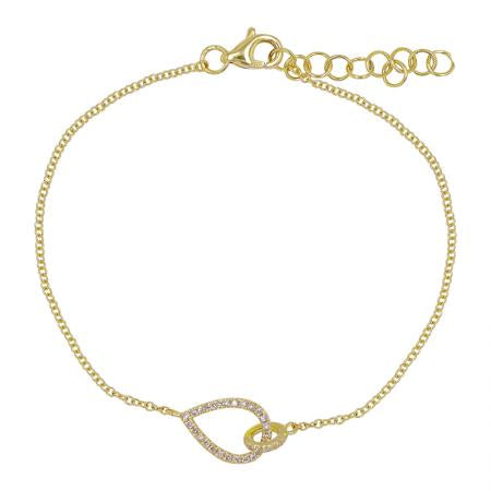 14k Yellow Gold Open Pear Diamond Bracelet