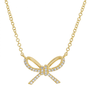 14k Yellow Gold Bow Diamond Necklace