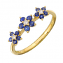 14k Yellow Gold Sapphire Flower Diamond Ring