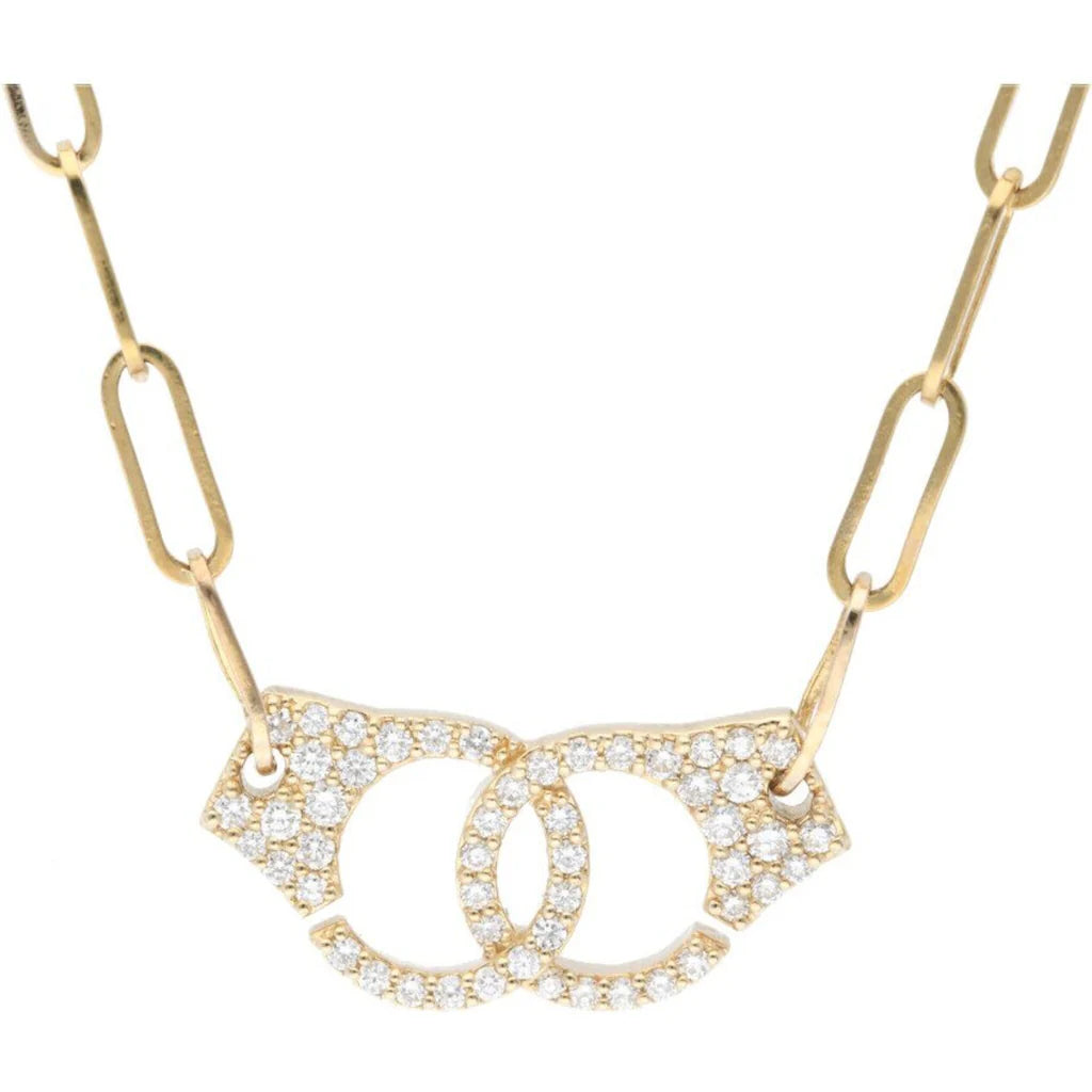 14k Gold Diamond Handcuff Necklace