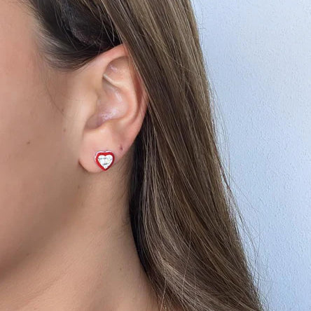 14k Gold Diamond Relly Heart Studs