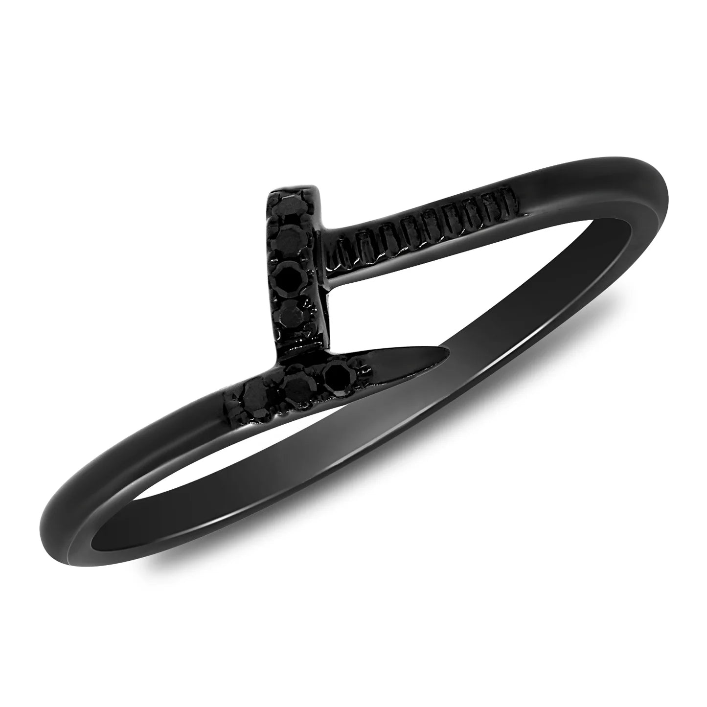 14k Gold Black Diamond Nail Ring
