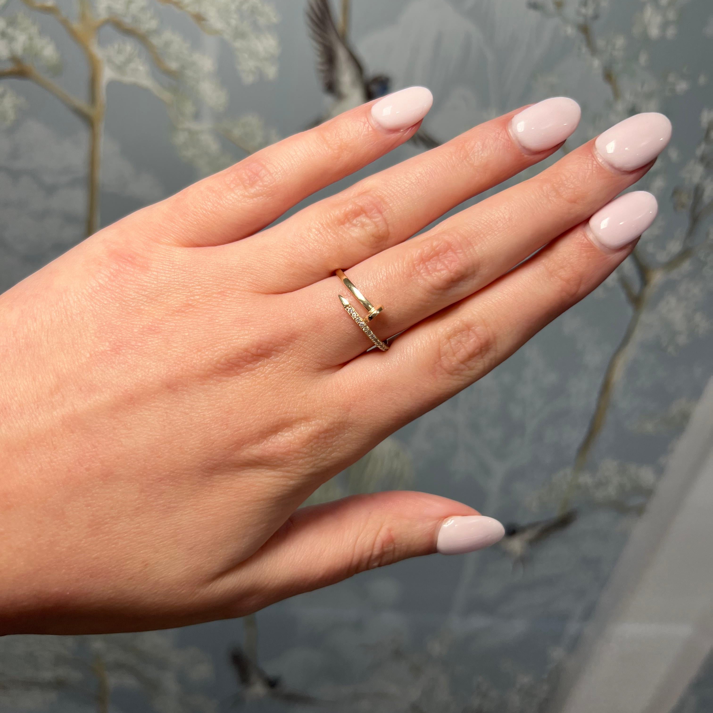 Yellow Gold Half Diamond Nail Ring