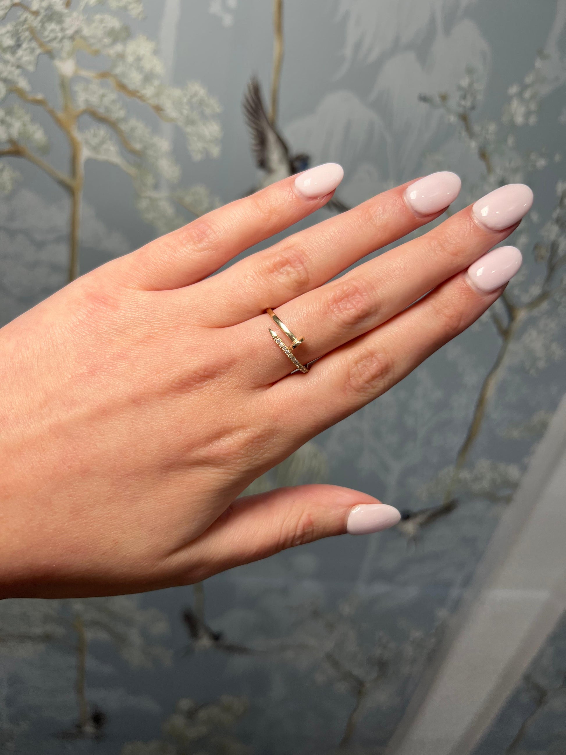 Yellow Gold Half Diamond Nail Ring