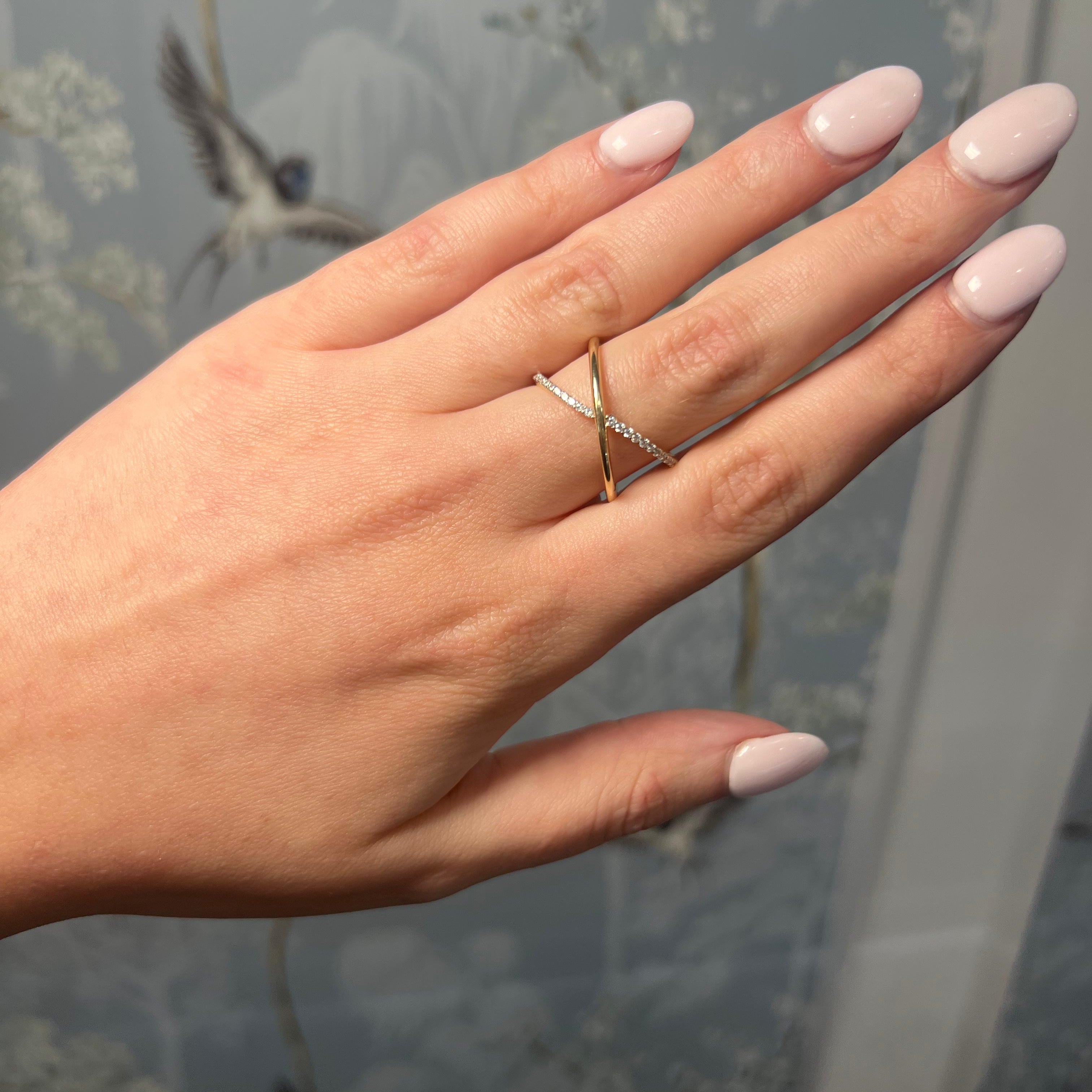 Yellow Gold and Diamond Crossover Ring