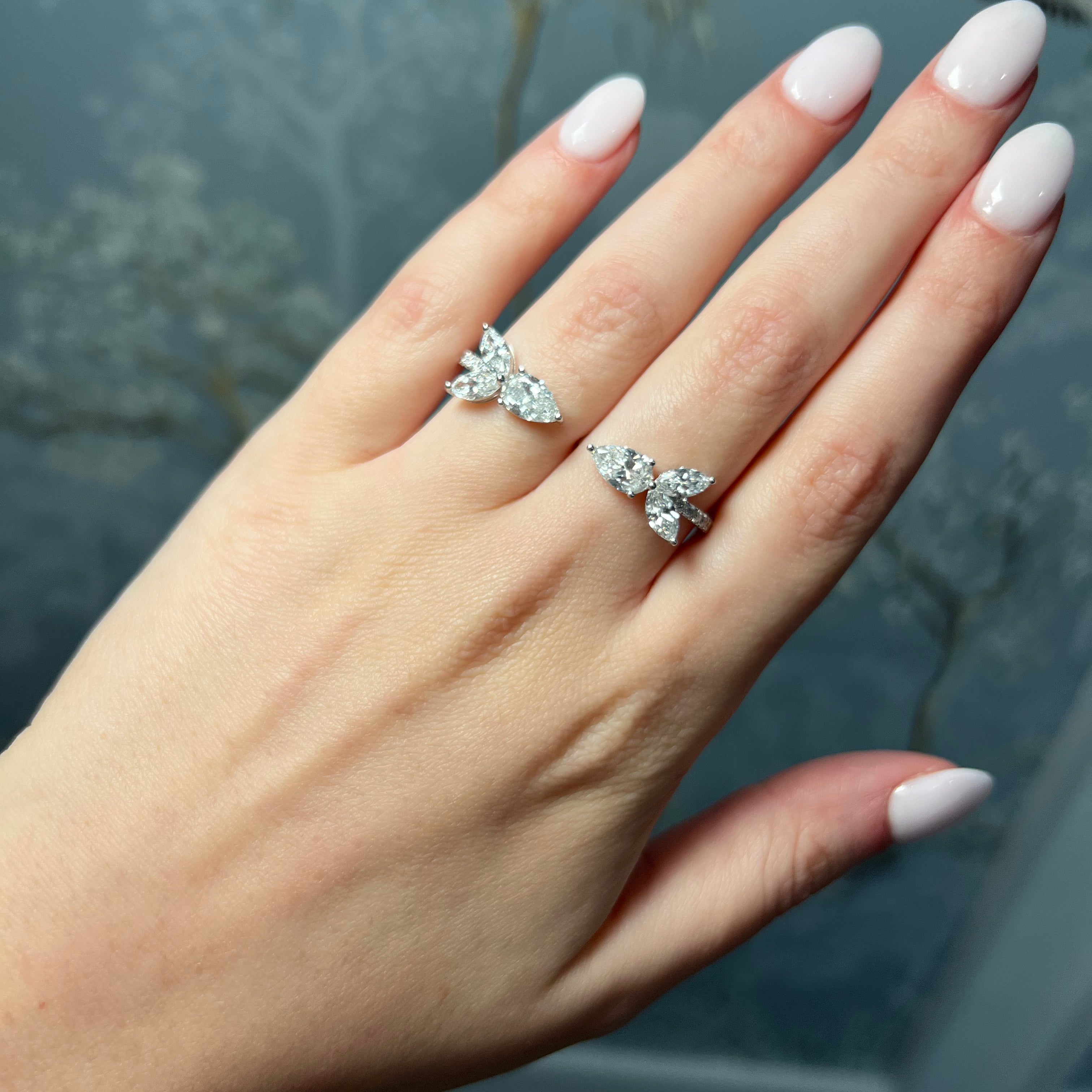 White Gold Two Finger Open Ring
