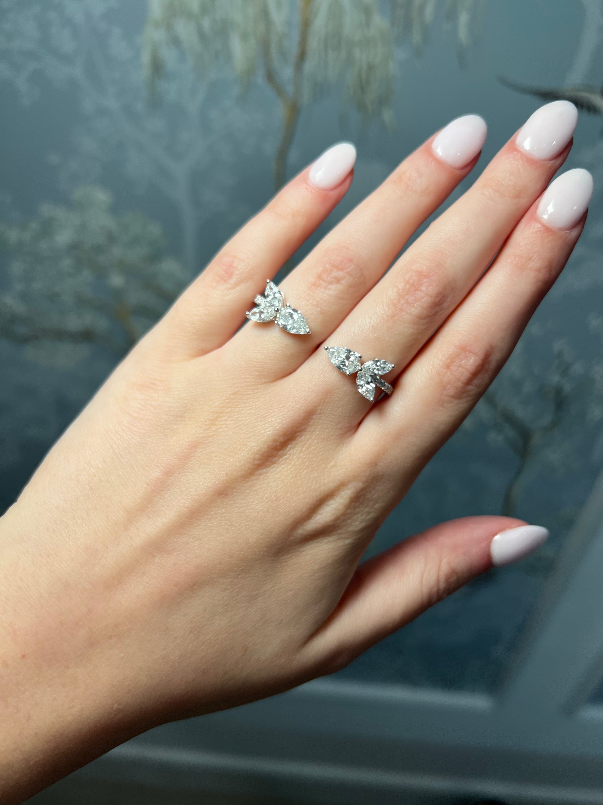 White Gold Two Finger Open Ring