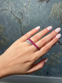 White Gold Two Finger Double Row Ruby and Diamond Ring