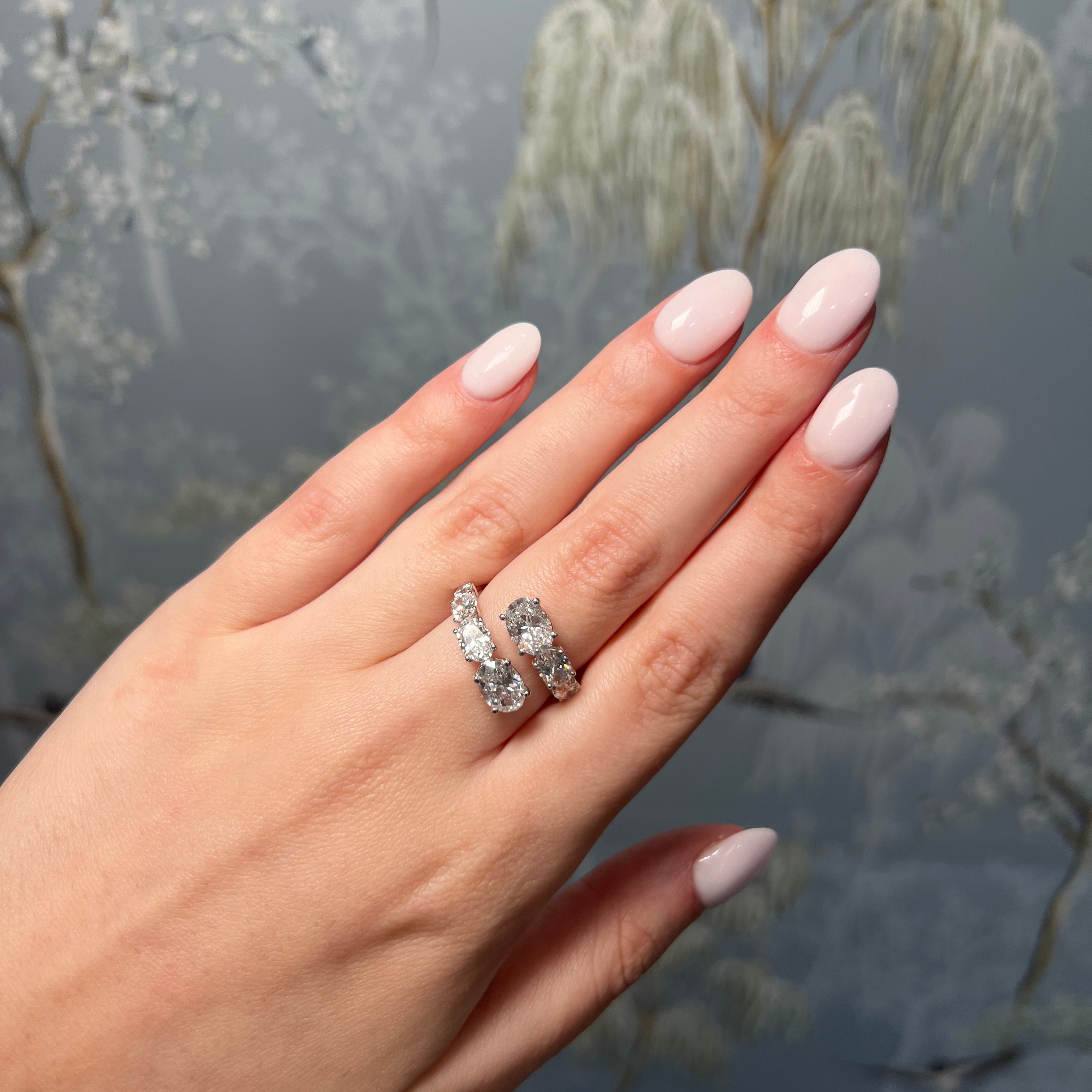 White Gold Oval Stone Wrap Ring