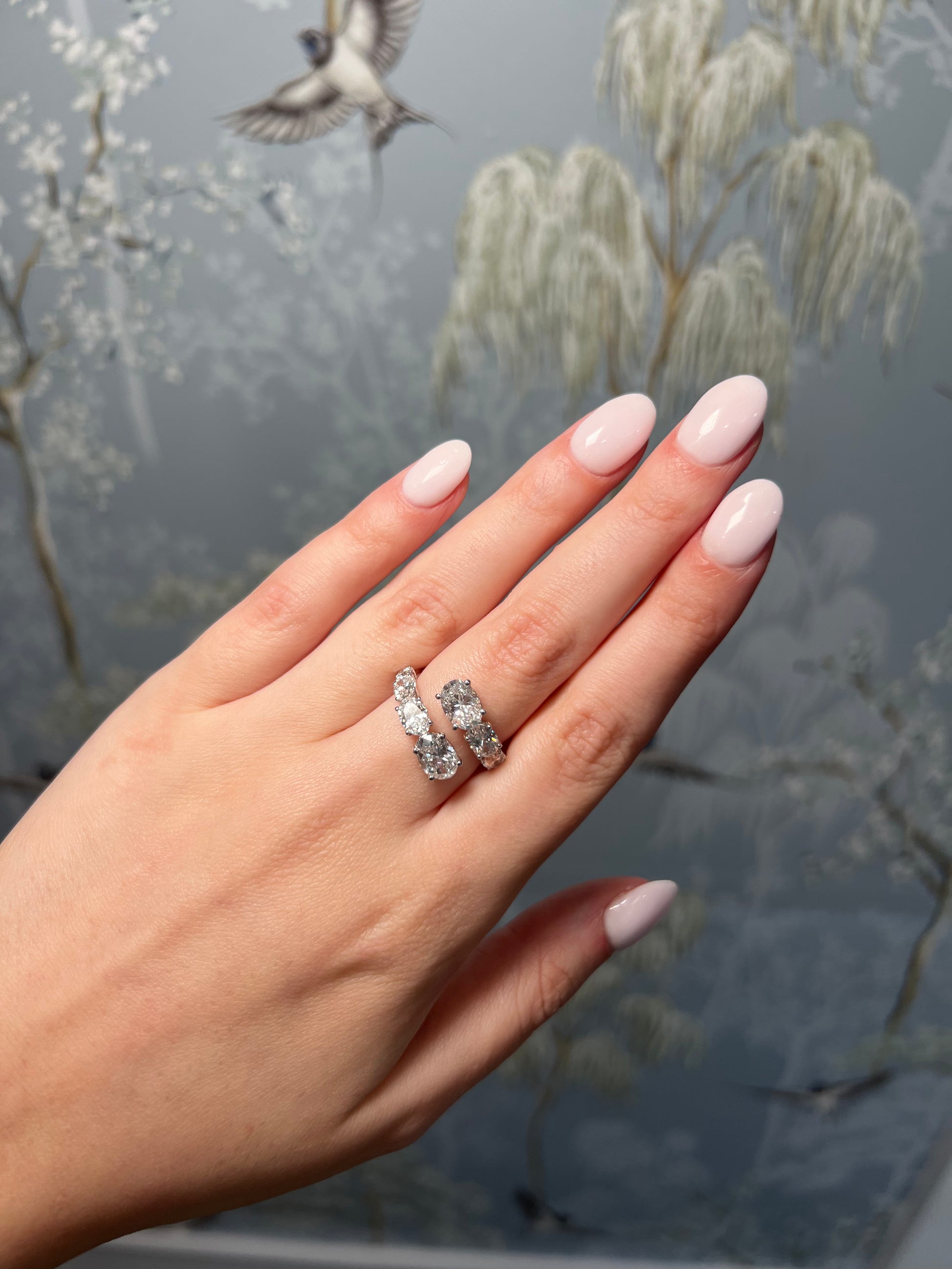 White Gold Oval Stone Wrap Ring