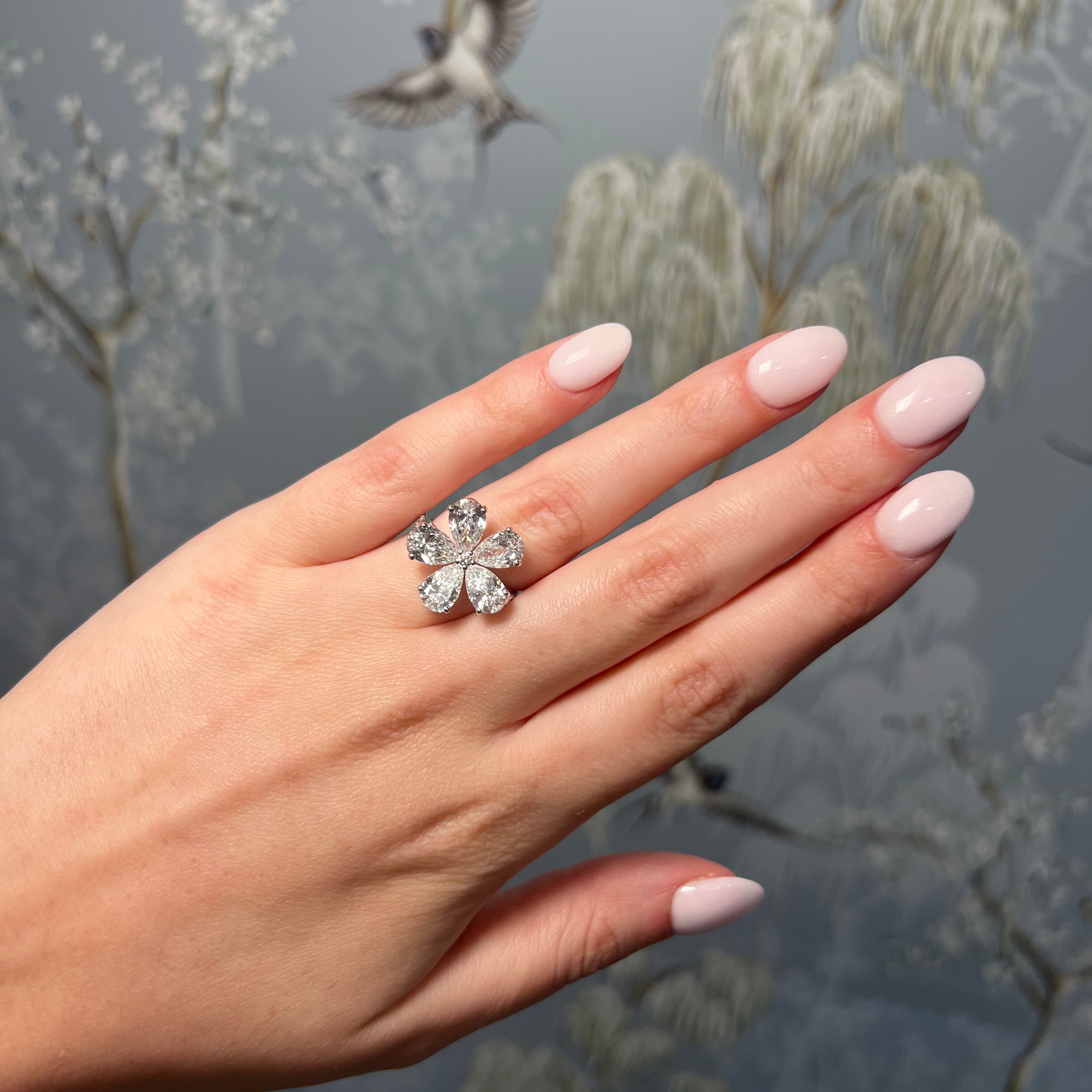 Lab Grown Large Flower Ring