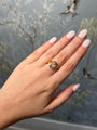 Yellow Gold Wave with Lab Grown Pear Stone