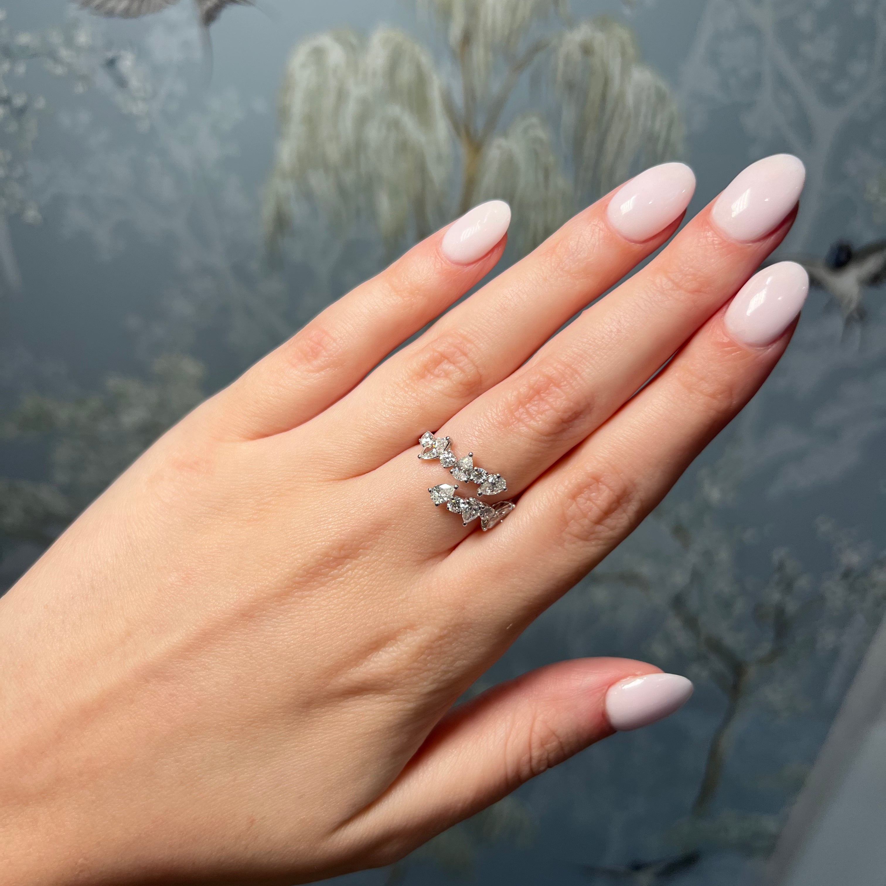Lab Grown Pear and Round Wrap Ring