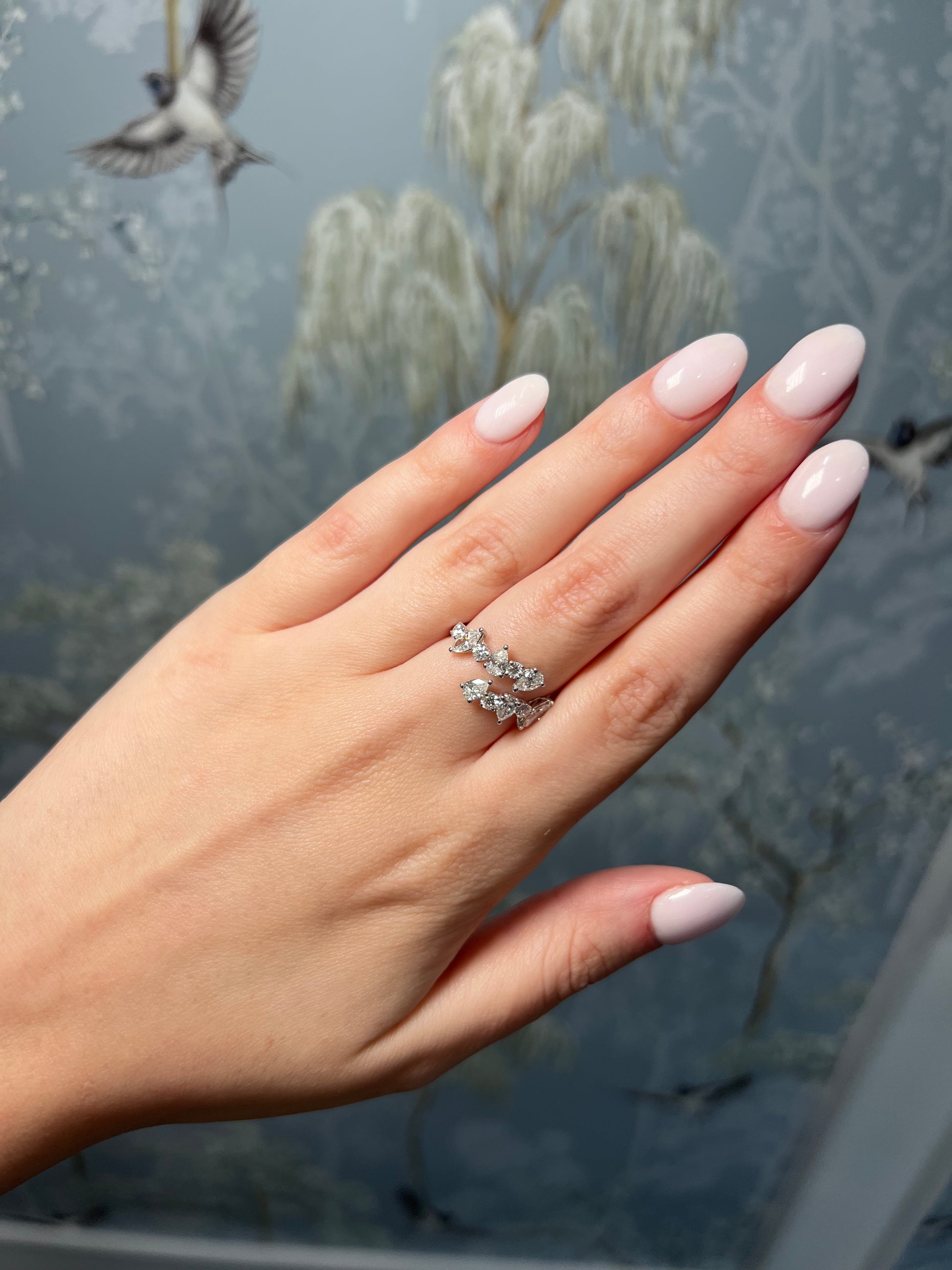 Lab Grown Pear and Round Wrap Ring