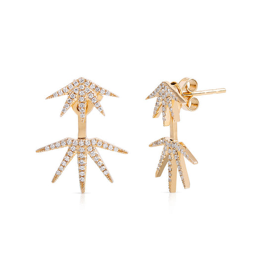 14k Yellow Gold and Diamond Jacket Earrings