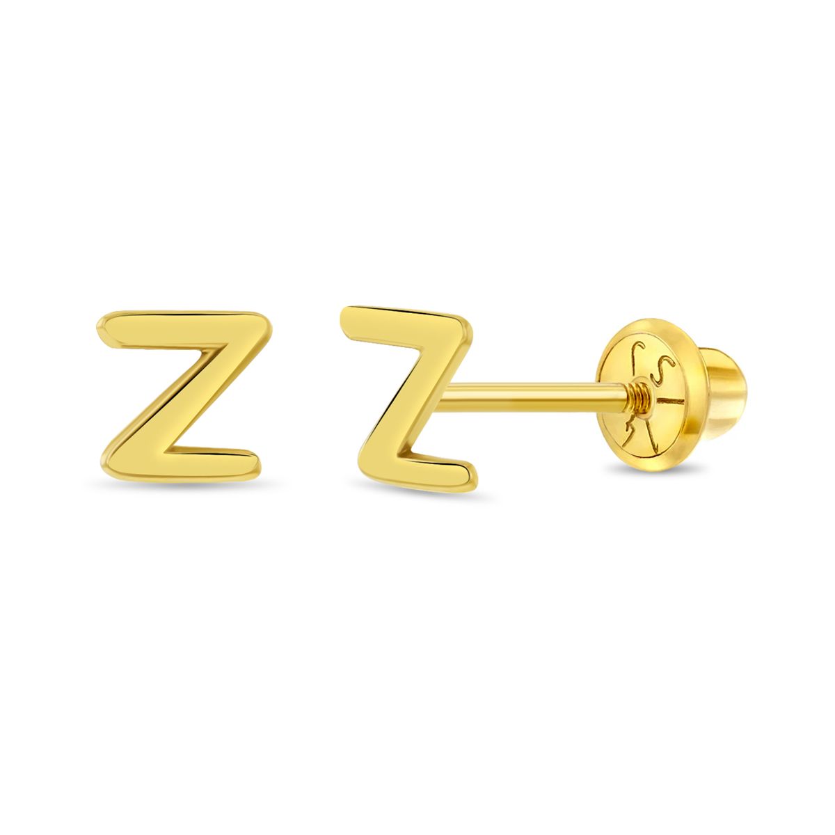 14k Gold Alphabet Screwback Studs