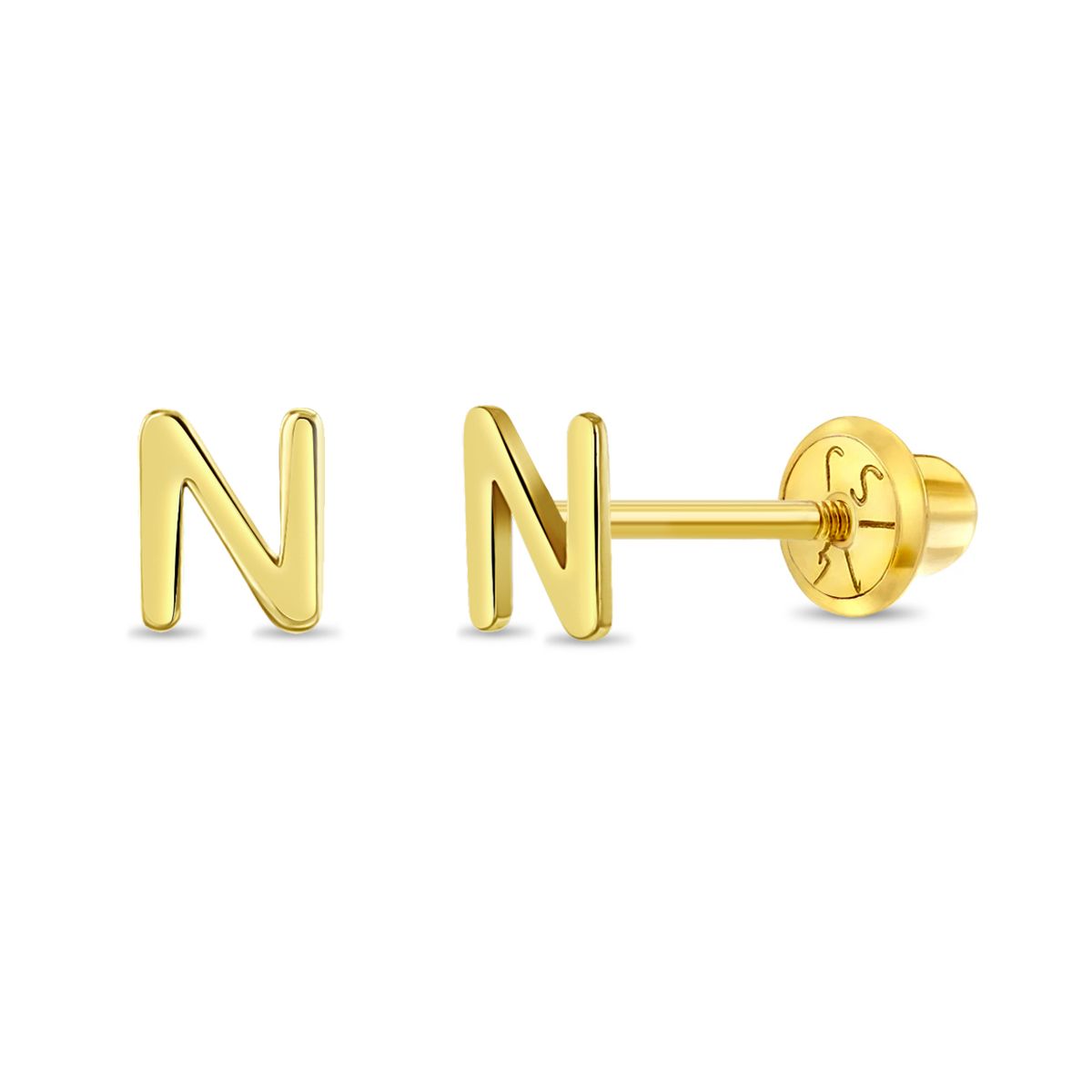 14k Gold Alphabet Screwback Studs